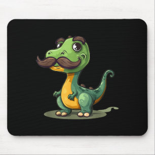 Funny Dinosaur With Mustache Beard For Adults And Mouse Pad