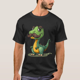 Funny Dinosaur With Mustache Beard For Adults And T-Shirt