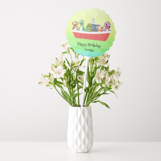 Funny dinosaur Yacht Birthday party DIY Name Balloon (Vase)