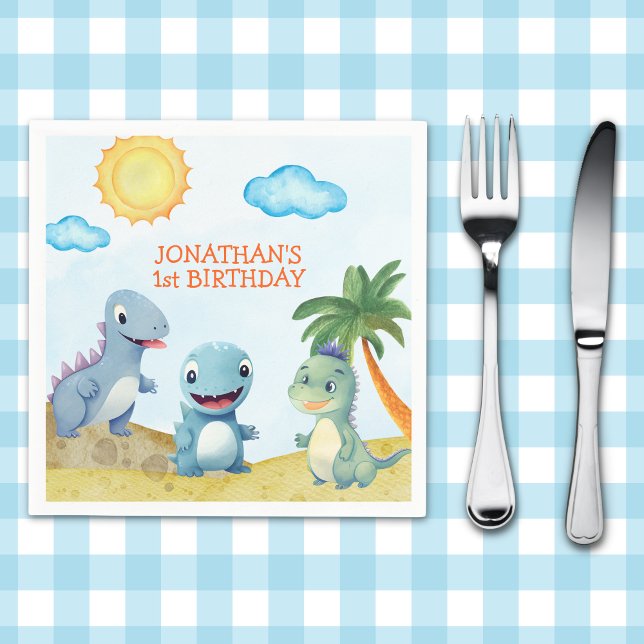 Funny Dinosaurs, Boy's birthday Napkins (Creator Uploaded)