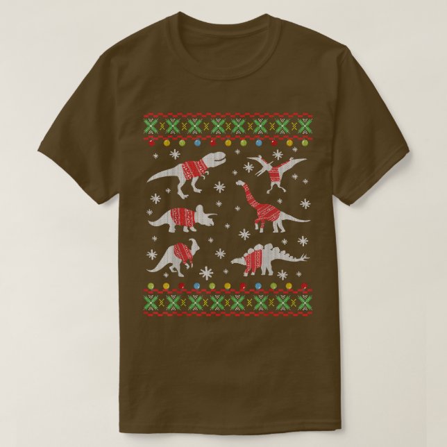 Funny Dinosaurs Christmas Ugly Christmas Sweater  (Design Front)