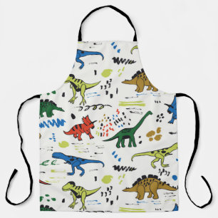 funny dinosaurs graphic color pattern apron