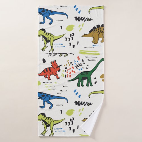 funny dinosaurs graphic color pattern bath towel