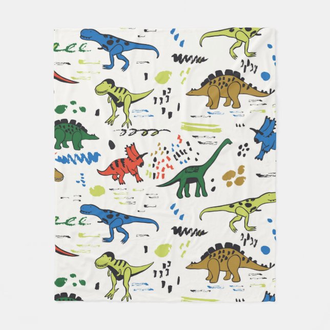 funny dinosaurs graphic color pattern fleece blanket (Front)