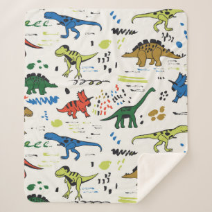 funny dinosaurs graphic color pattern sherpa blanket