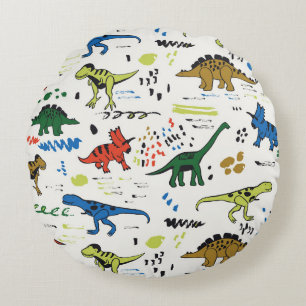 funny dinosaurs round pillow