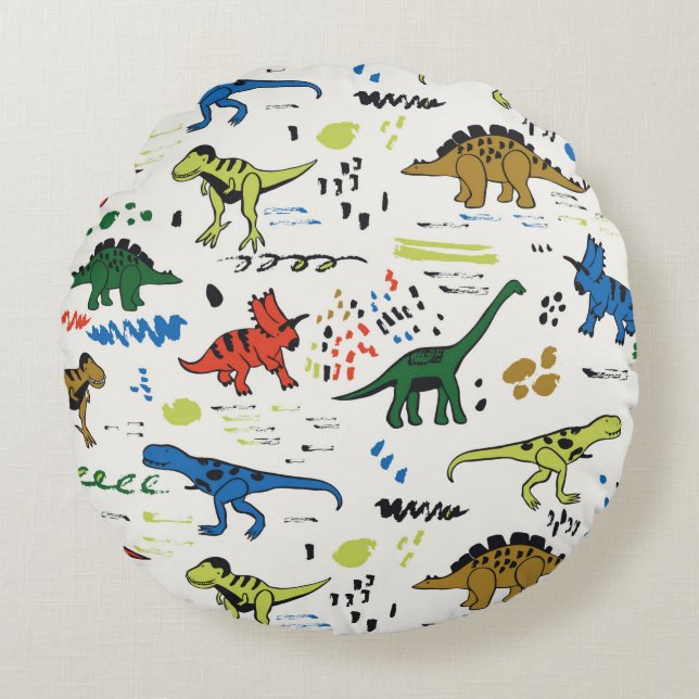 funny dinosaurs round pillow (Front)