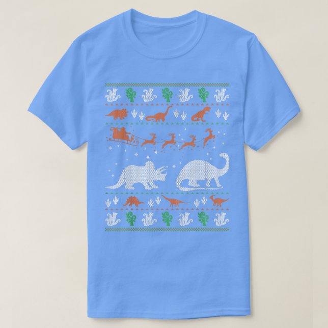 Funny Dinosaurs Ugly Christmas Sweater For Kid Men (Design Front)