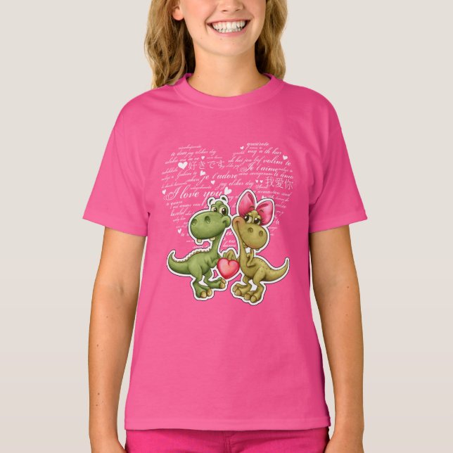 Funny Dinosaurs Valentine's Day T-Shirt (Front)