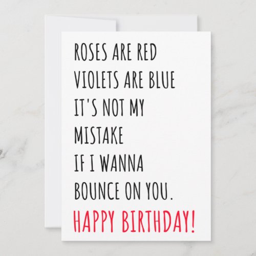 Funny Dirty Happy Birthday Card for Him