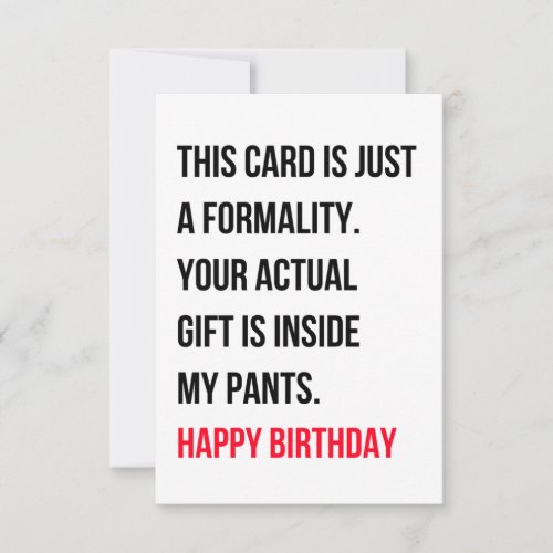 Funny dirty happy birthday card for him  her