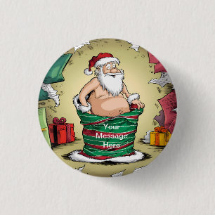 Funny Dirty Santa Christmas Collection Button