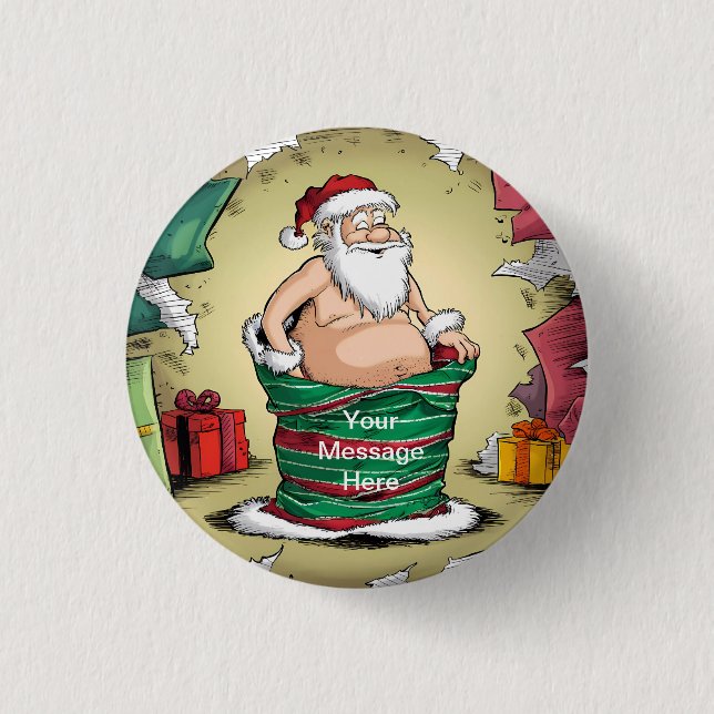 Funny Dirty Santa Christmas Collection Button (Front)