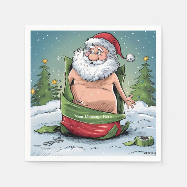 Funny Dirty Santa Christmas Collection Napkins (Front)