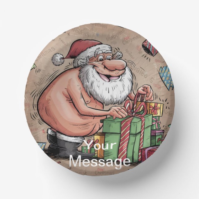 Funny Dirty Santa Christmas Collection Paper Bowls (Front)
