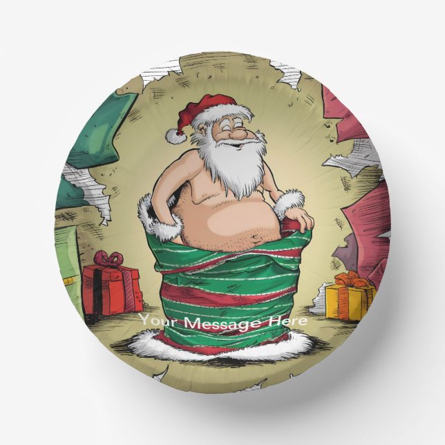 Funny Dirty Santa Christmas Collection Paper Bowls (Front)