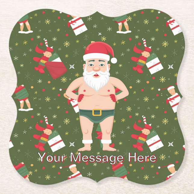 Funny Dirty Santa Christmas Collection Paper Cups Coaster (Front)
