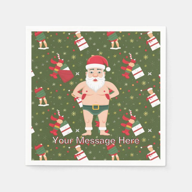 Funny Dirty Santa Christmas Collection Paper Cups Napkins (Front)