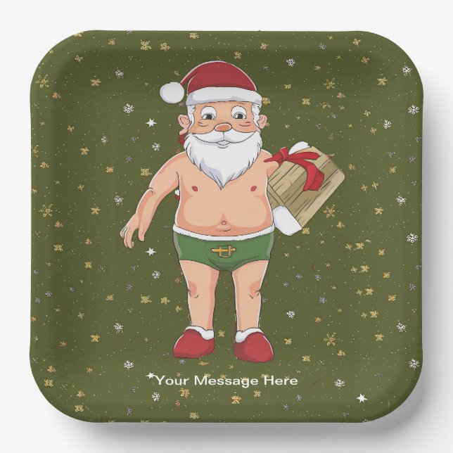 Funny Dirty Santa Christmas Collection Paper Cups Plates (Front)
