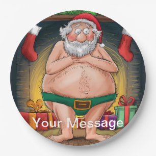 Funny Dirty Santa Christmas Collection Paper Plates