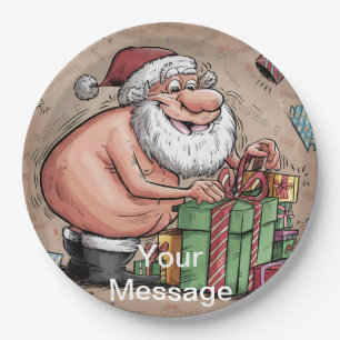 Funny Dirty Santa Christmas Collection Paper Plates