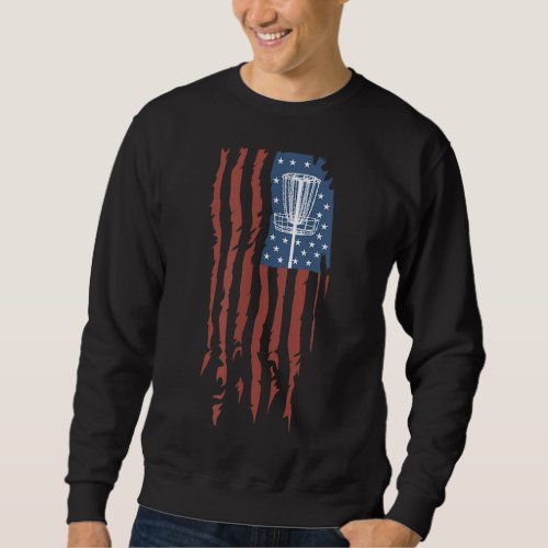 Funny Disc Golf American Flag Disc Frisbee Golf Sweatshirt