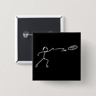 Funny Disc Golf Art Stickman Disc Golf Lover Button