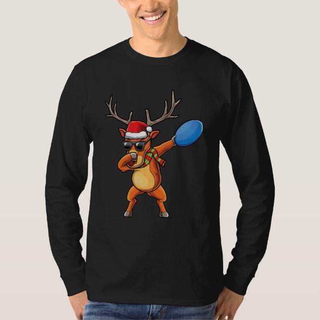 Funny Disc Golf Dabbing Reindeer Dab Christmas X M T-Shirt (Front)