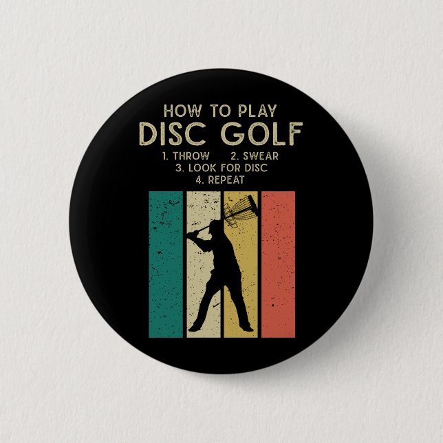 Funny Disc Golf Instruction Frisbee Disc Golfing Button (Front)