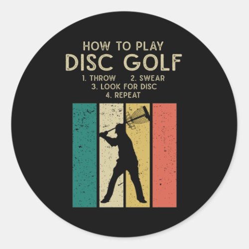 Funny Disc Golf Instruction Frisbee Disc Golfing Classic Round Sticker
