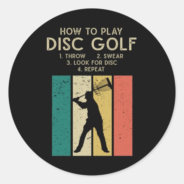 Funny Disc Golf Instruction Frisbee Disc Golfing Classic Round Sticker (Front)