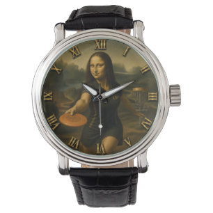 Funny Disc Golf Mona Lisa Disc Golfer Gift Watch