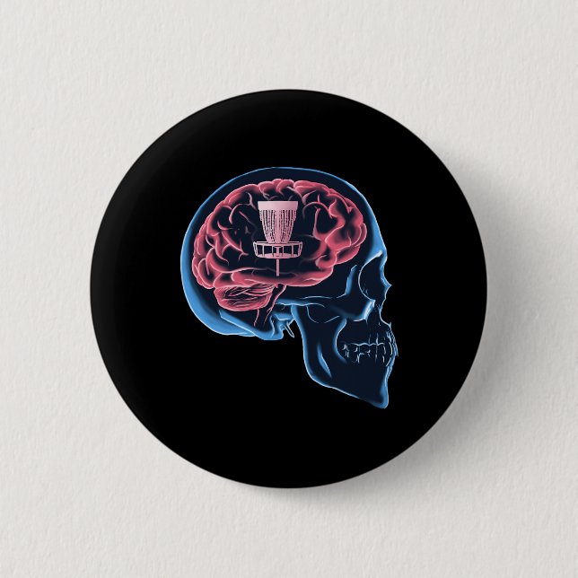 Funny Disc Golf Player Brain Disc Golf Sport  Button (Front)