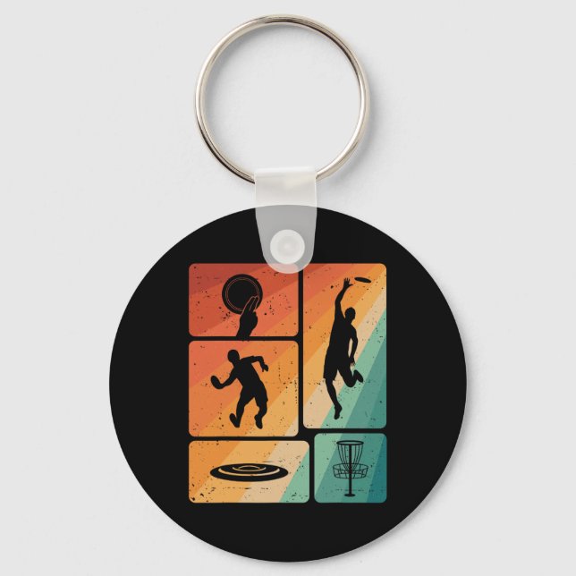 Funny Disc Golf Player Cool Flying Disk Sports Ent Keychain (Front)