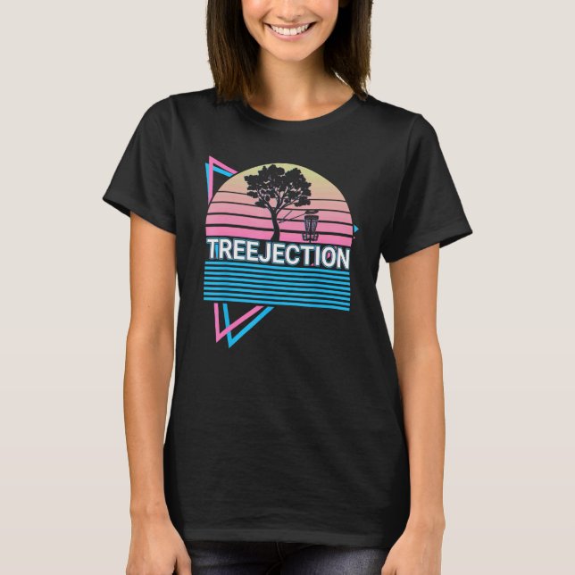 Funny Disc Golf Player Retro Treejection T-Shirt (Front)