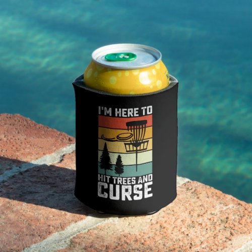 Funny Disc Golf Shirt Hit Trees and Curse Retro Can Cooler