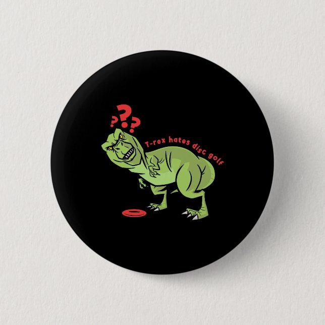 Funny Disc Golf T Rex Kids  Button (Front)