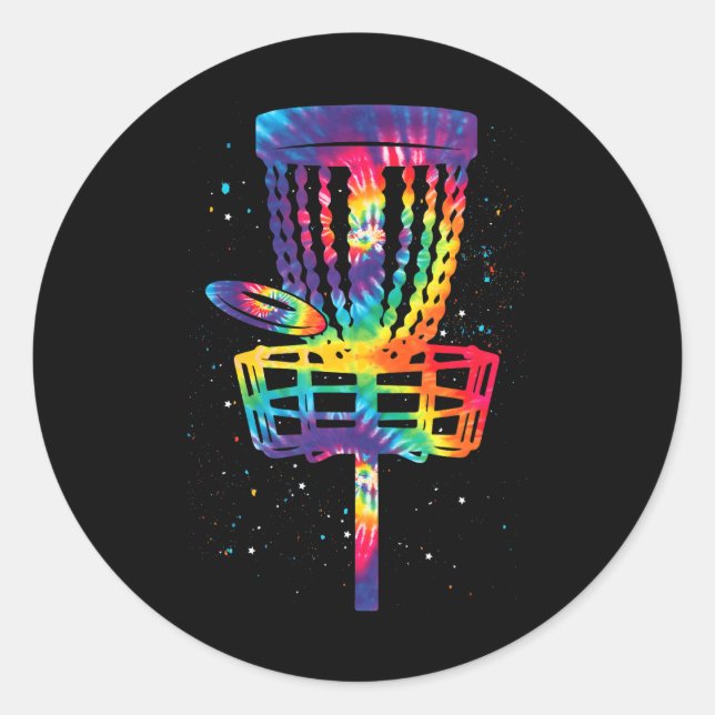 Funny Disc Golf Tie Dye Disc Golf For Classic Round Sticker (Front)