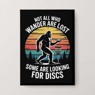 Funny Disc Golf Vintage Bigfoot Golfer Dad Frisbee Button