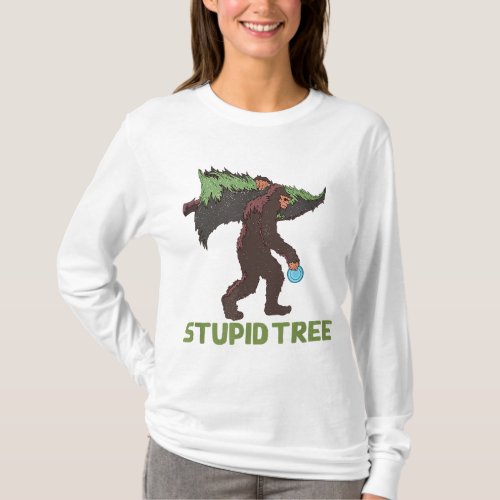 Funny Disc Golfing Bigfoot Disc Golf Stupid Tree T_Shirt