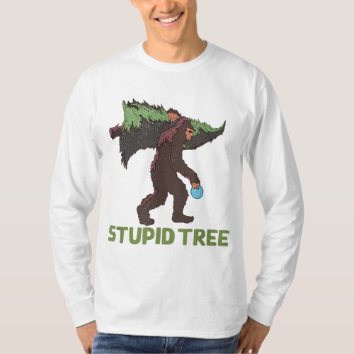 Funny Disc Golfing Bigfoot Disc Golf Stupid Tree T_Shirt