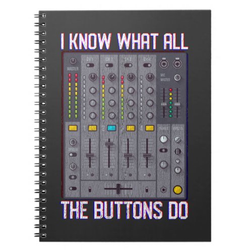 Funny Disco Techno DJ Button Mixer Notebook