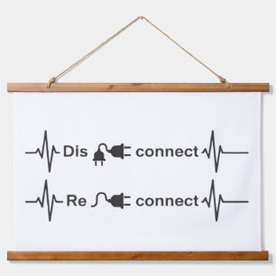 Funny Disconnect to Reconnect Minimalist Heartbeat Hanging Tapestry