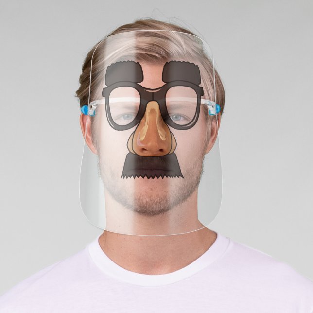 Funny Disguise Eye Glasses Top Hat Moustache Face Shield (Insitu)