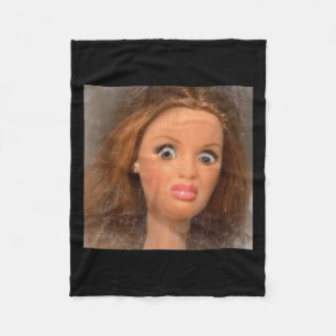 Funny Disgusting Doll Face Meme _1 Fleece Blanket