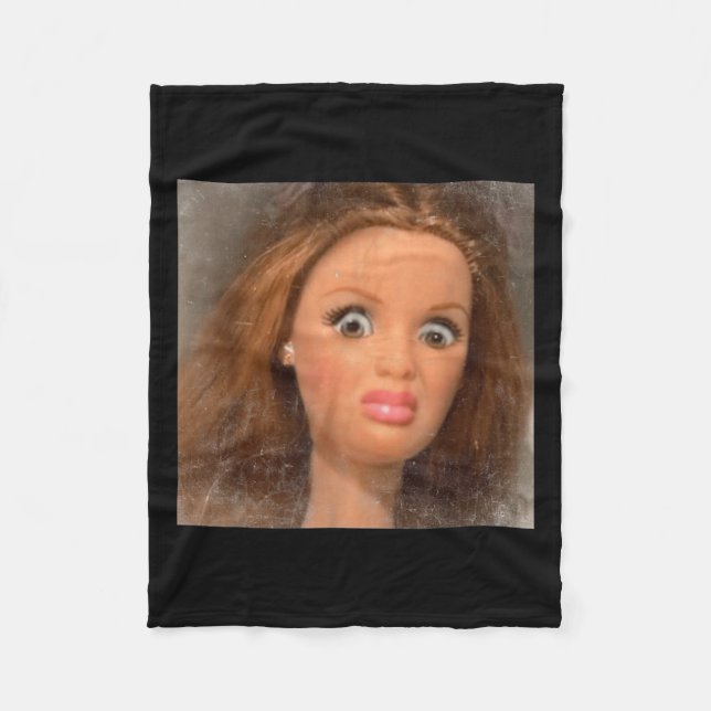 Funny Disgusting Doll Face Meme _1  Fleece Blanket (Front)