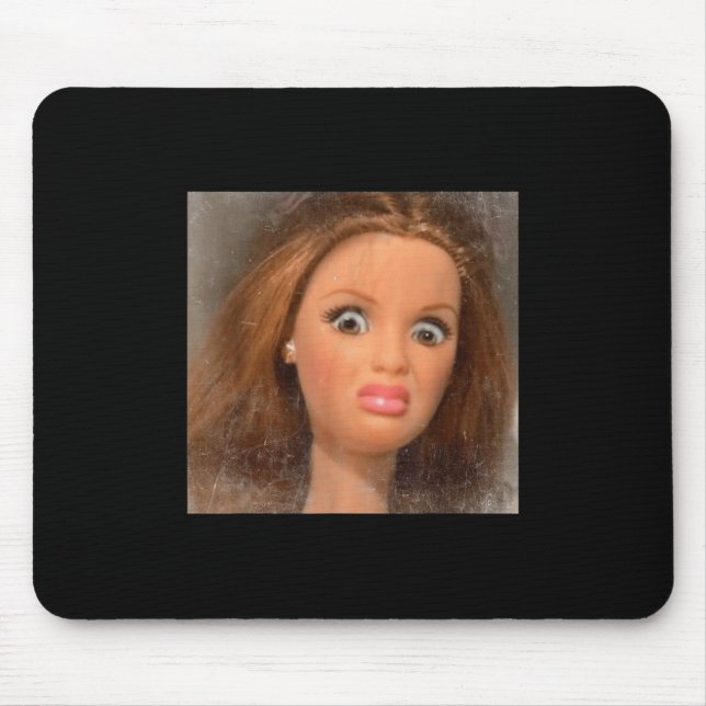 Funny Disgusting Doll Face Meme _1  Mouse Pad (Front)