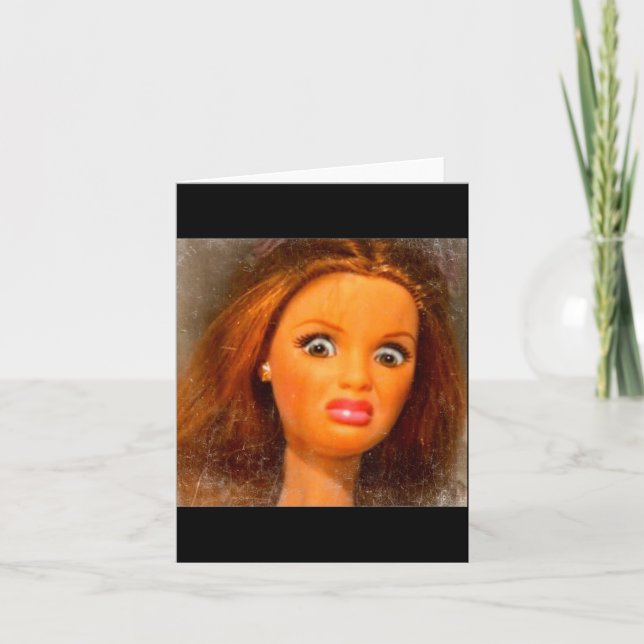 Funny Disgusting Doll Face Meme  Card (Front)