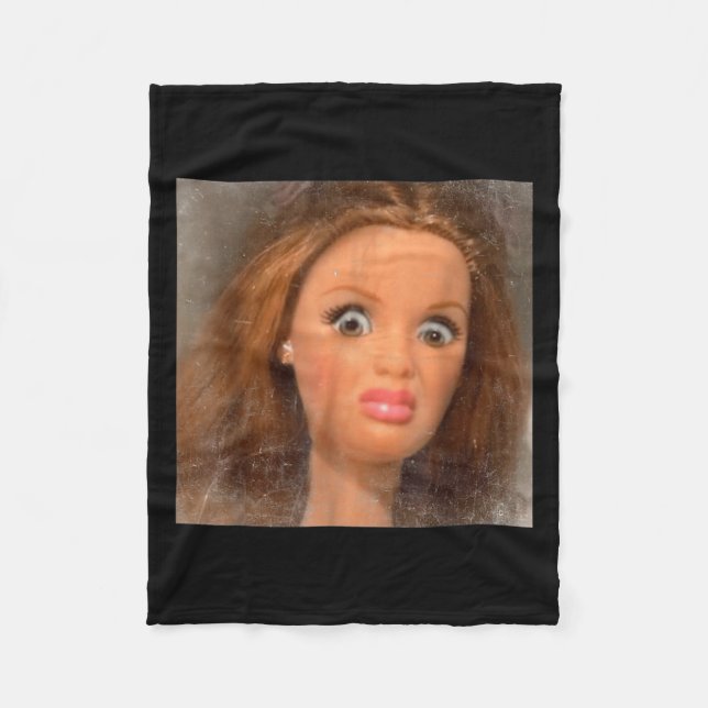 Funny Disgusting Doll Face Meme  Fleece Blanket (Front)