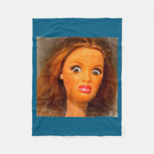 Funny Disgusting Doll Face Meme Fleece Blanket